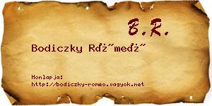 Bodiczky Rómeó névjegykártya